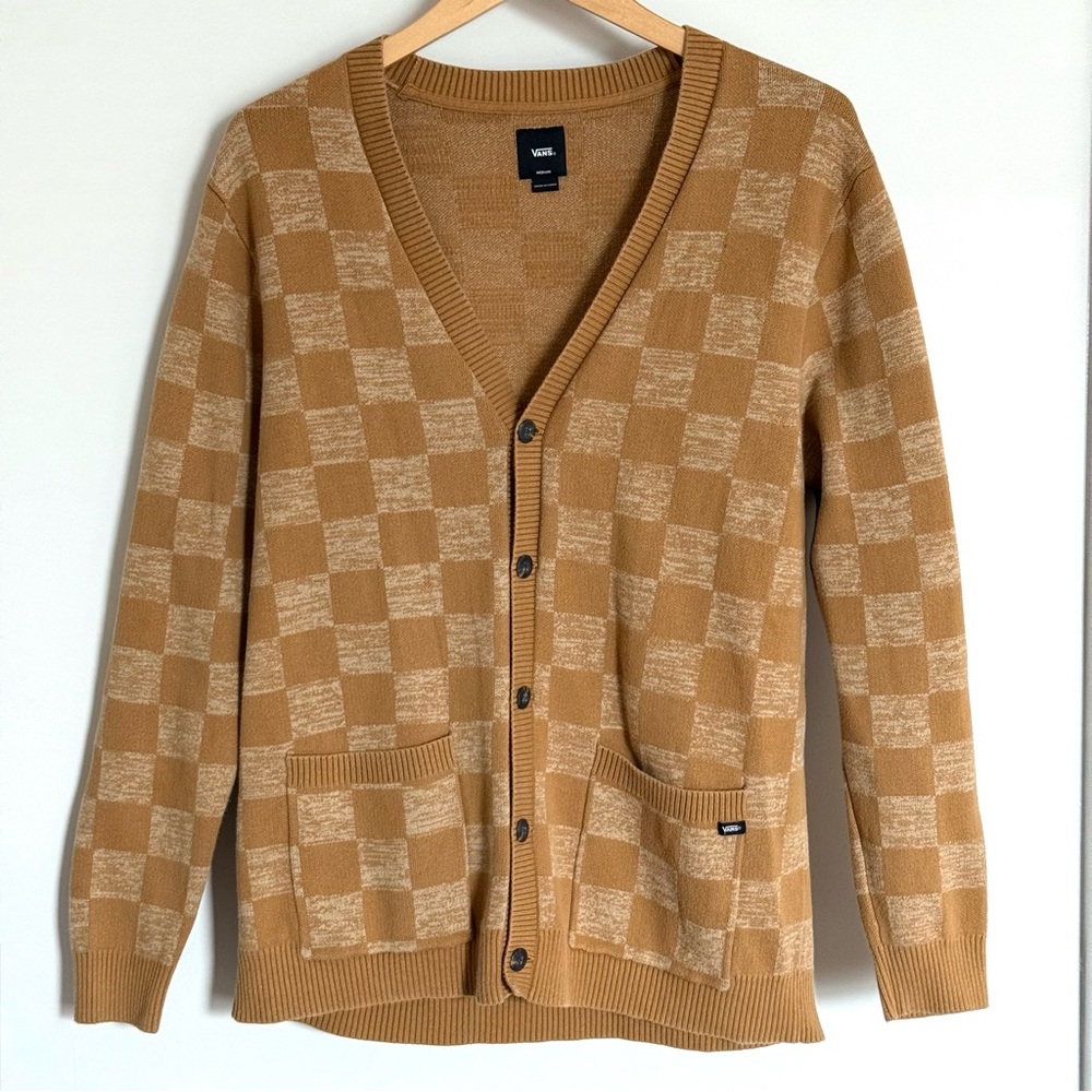 Vans Checkerboard Jacquard 100% Cotton Cardigan Sweater Medium